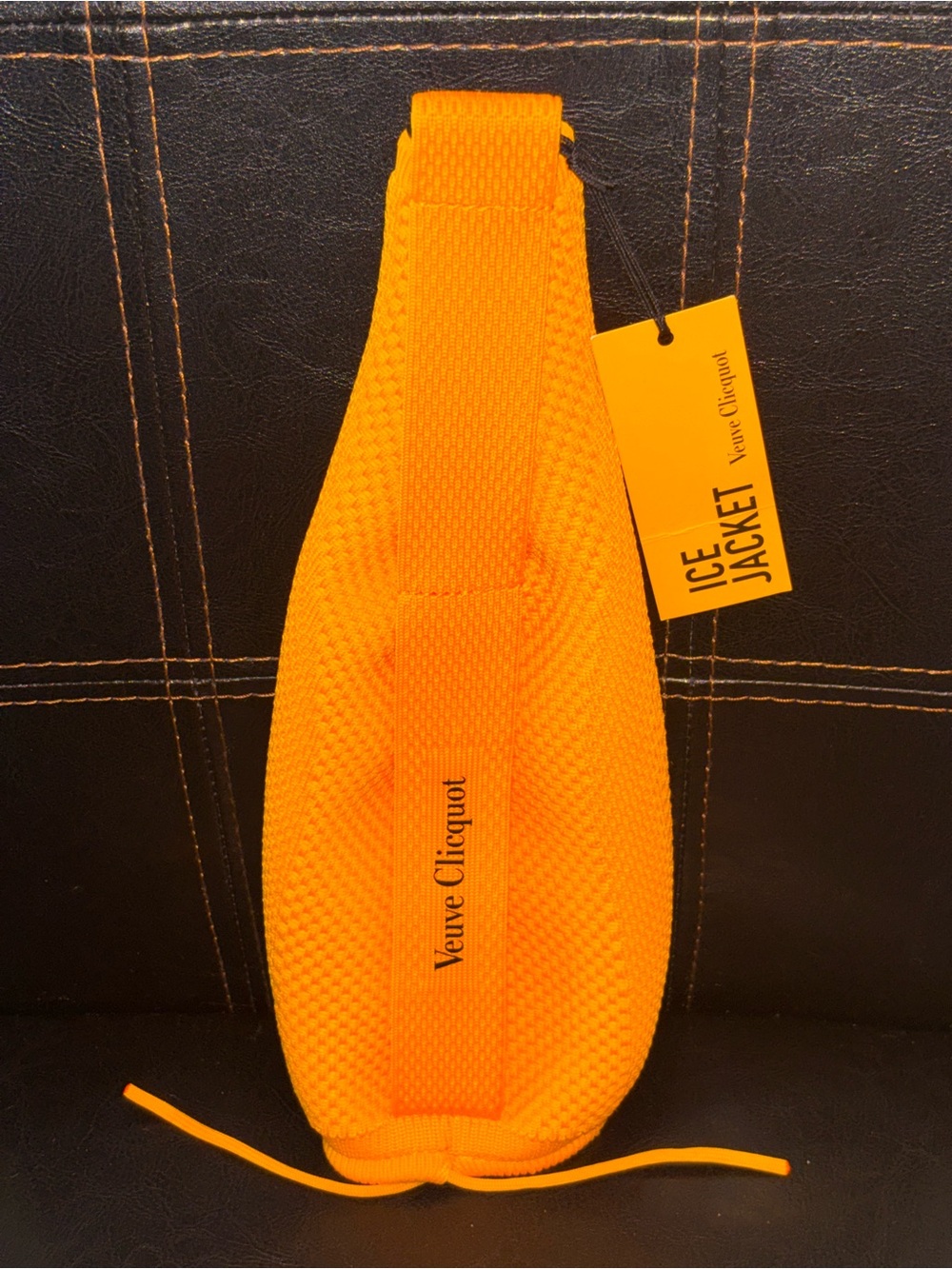 Veuve Clicquot Ice Jacket Orange 3D Thick Knit Champagne Bottle Cooler Sleeve